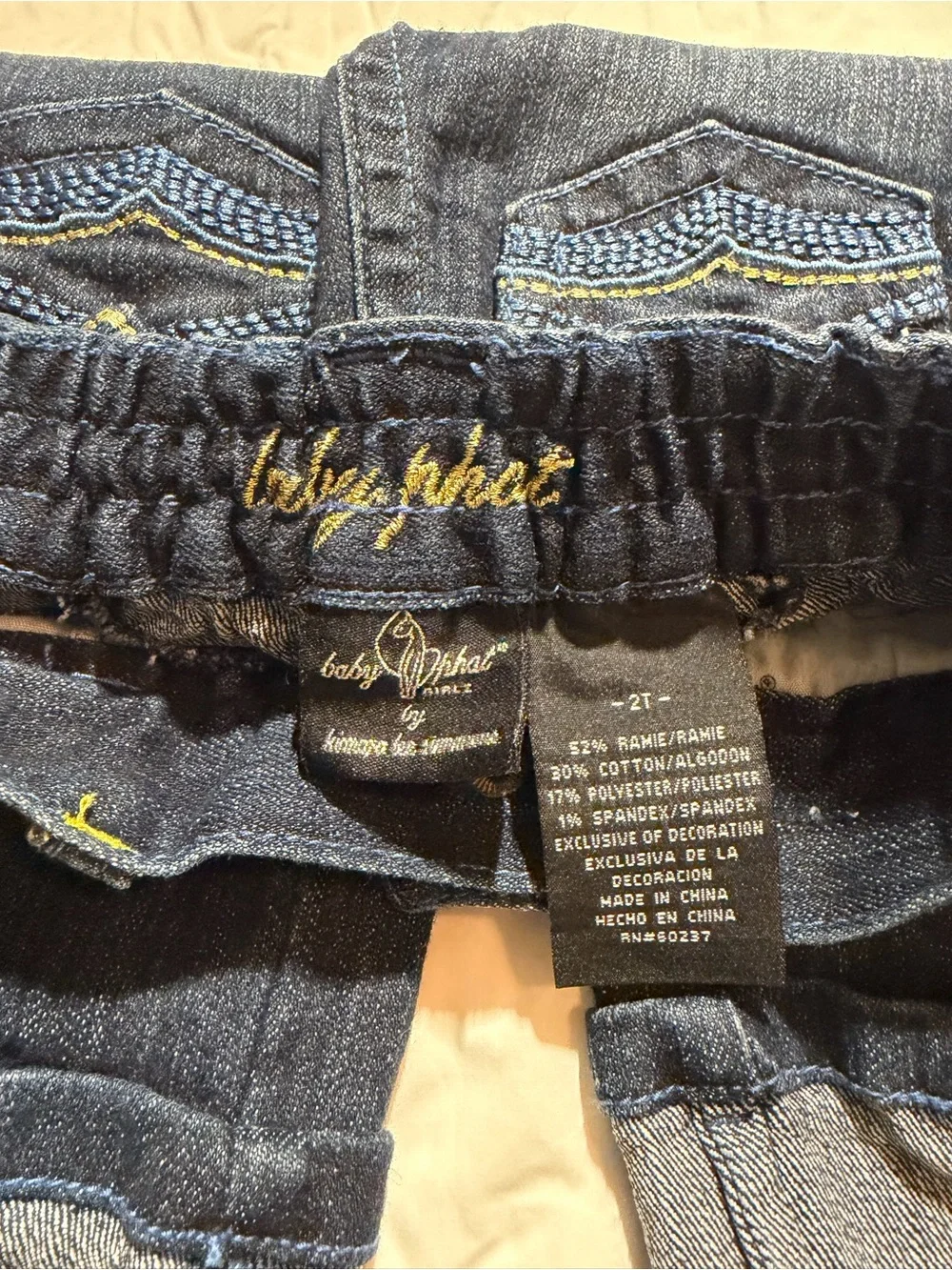 Vintage Baby Phat cuffed jeans girls size 2T blue denim with gold accents